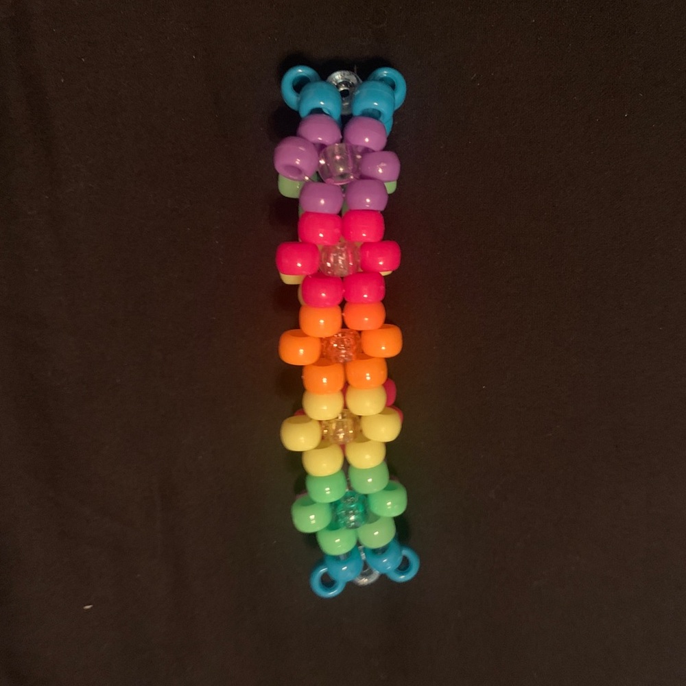 Rainbow flower Kandi Cuff Bracelet